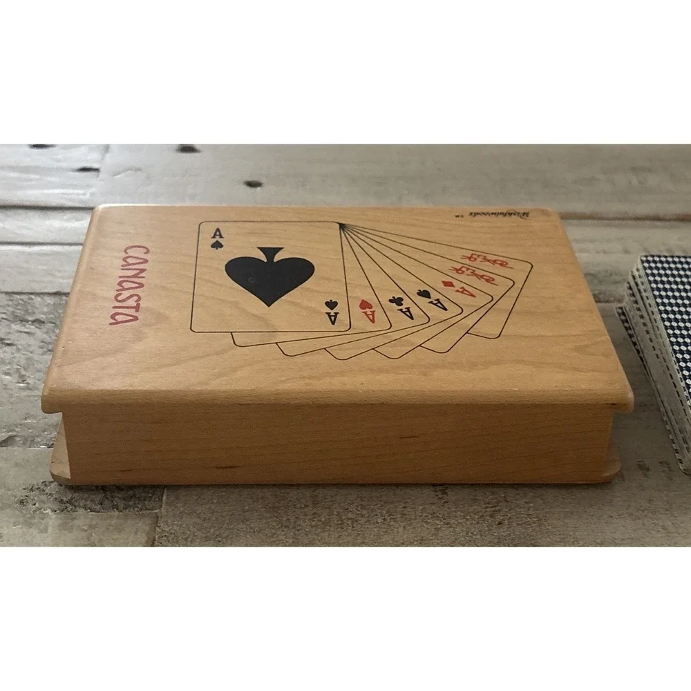 Wishfulwoods Maple Box Vintage  Playing Cards ~‎ 2 Full Desks w/Jokers